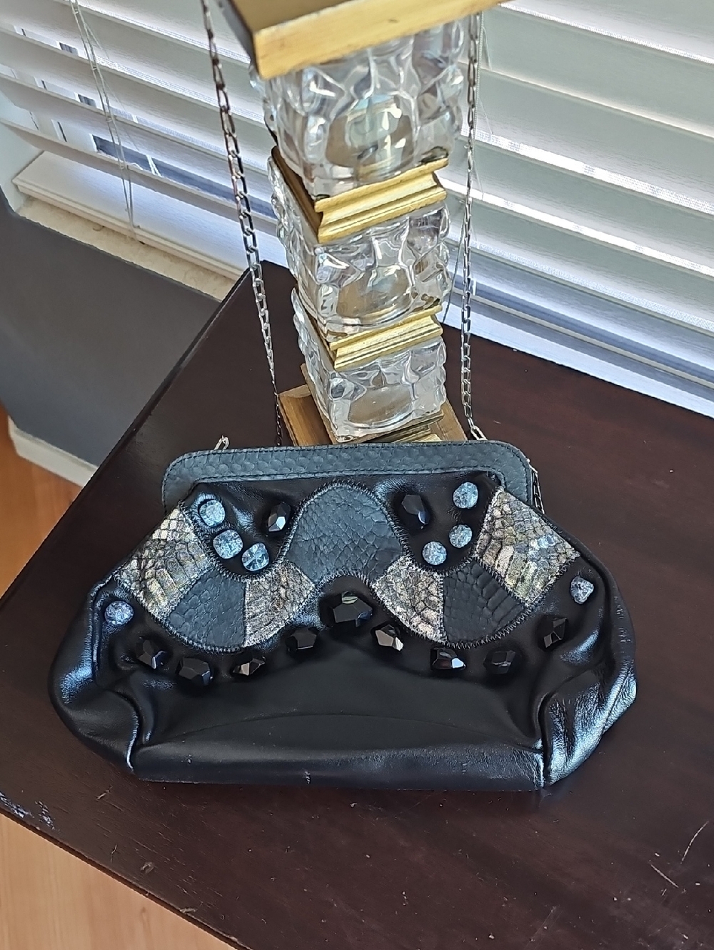 Black Embellished  Clutch